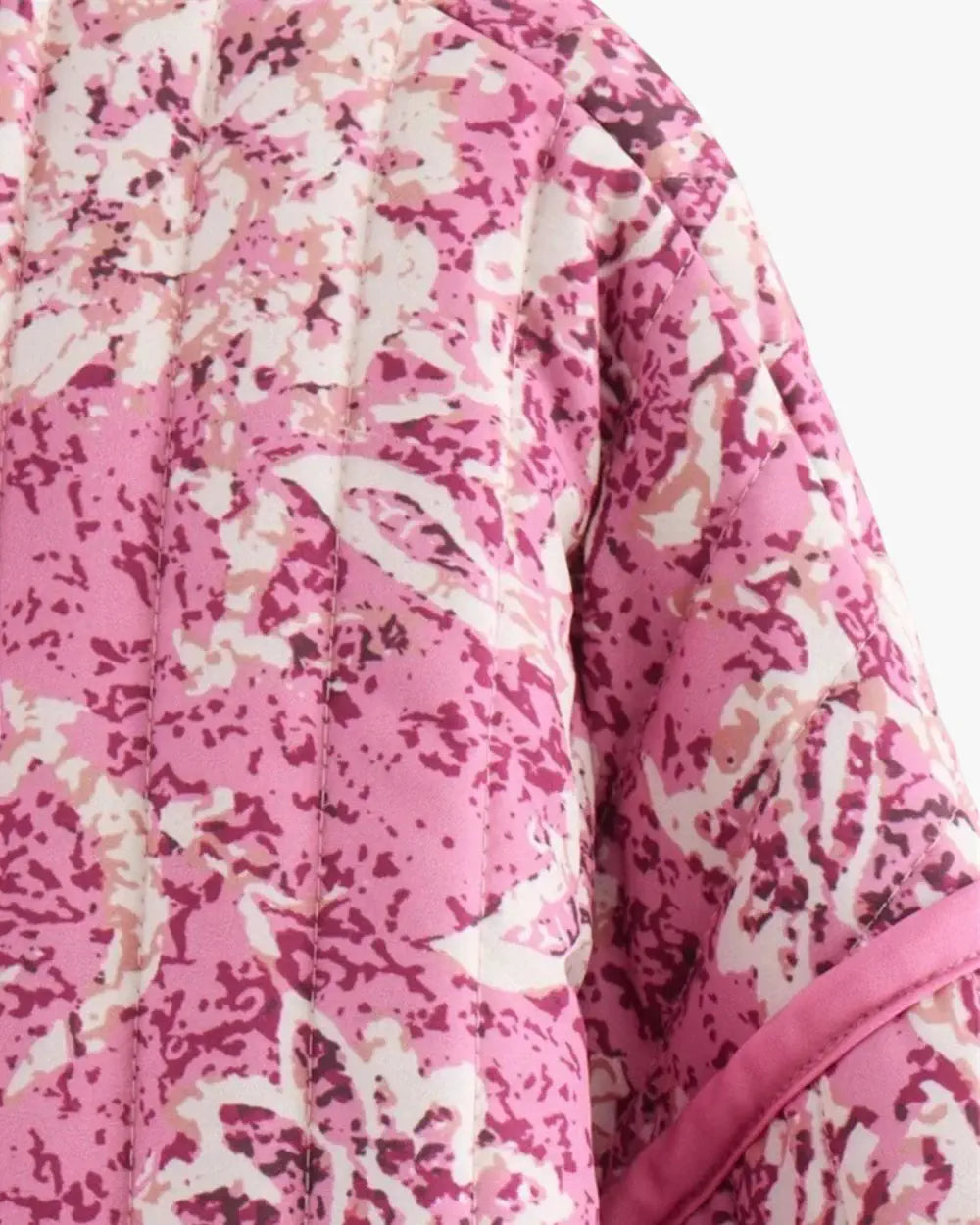 Veste kimono matelassee fleurie rose femme Akizora