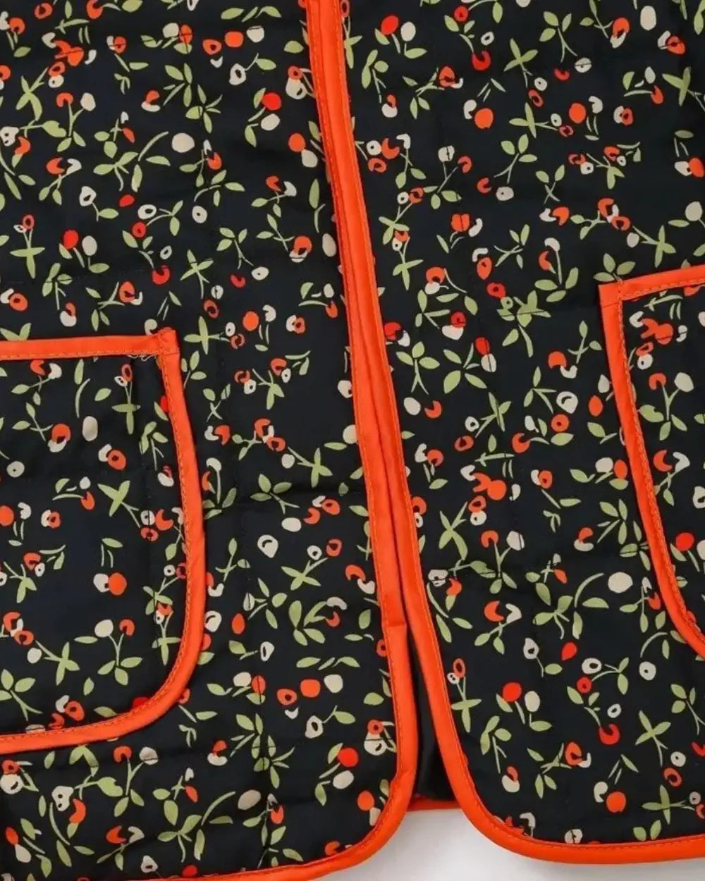 Veste kimono matelassee noire fleurs femme Nanaka