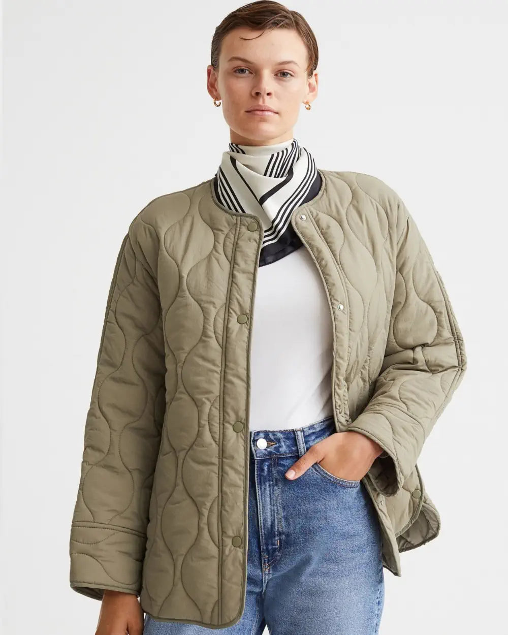 Veste kimono olive matelassee femme Aokaze