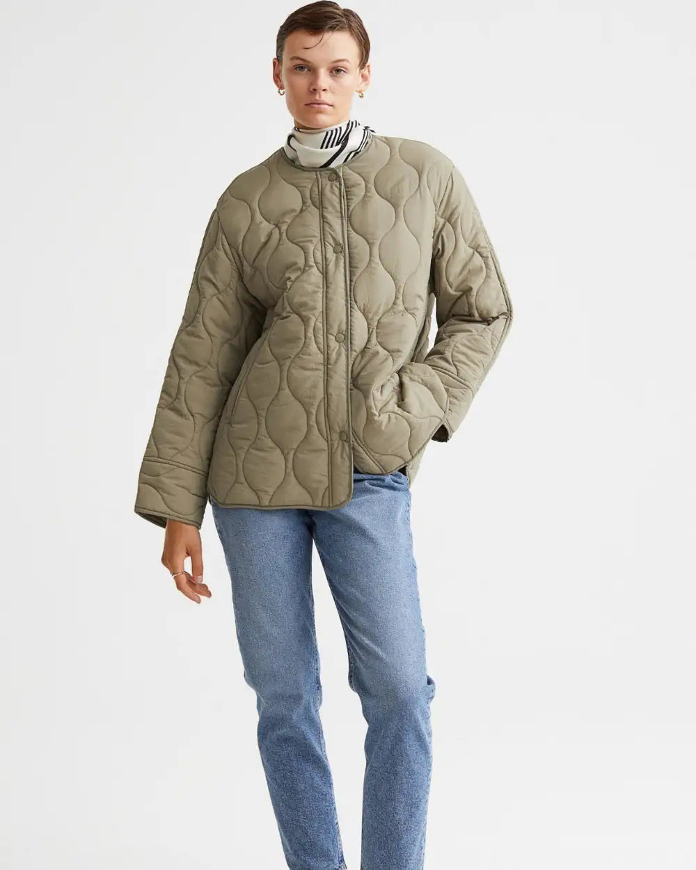 Veste kimono olive matelassee femme Aokaze