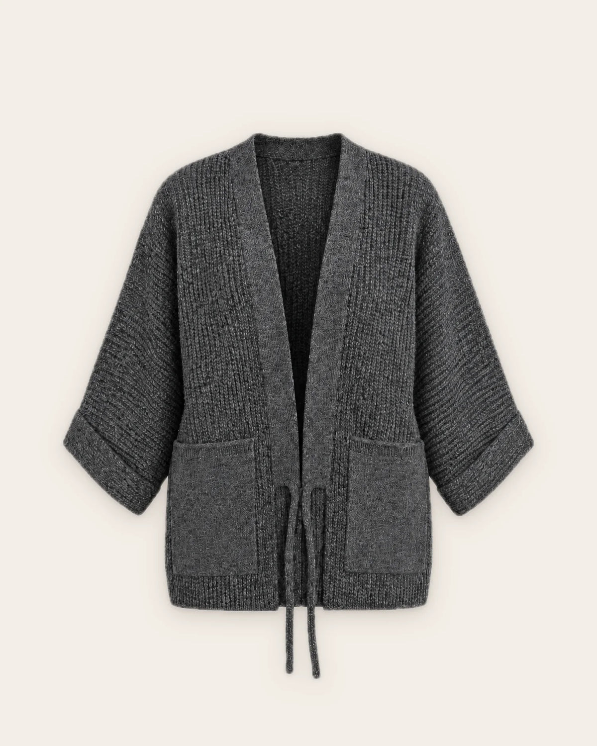 cardigan kimono femme gris laine oversize