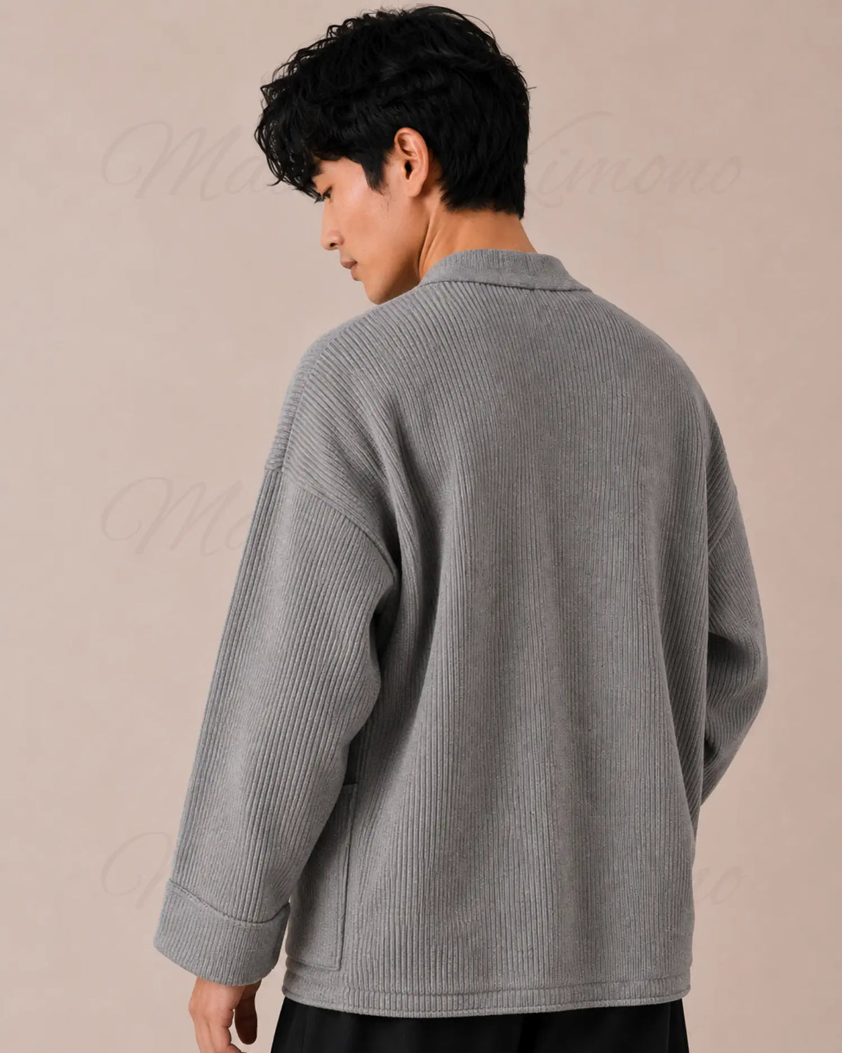 cardigan kimono homme gris japonais