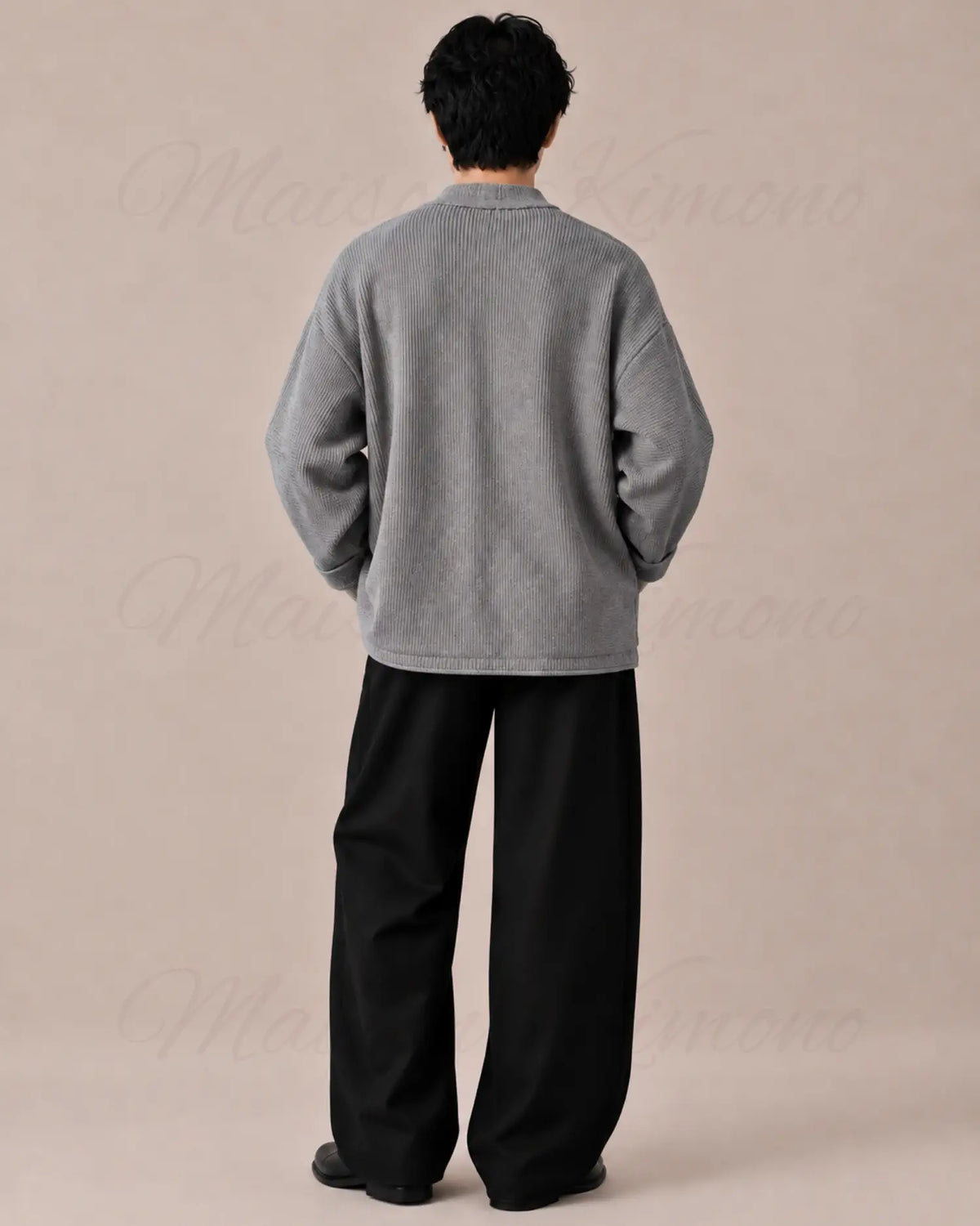 cardigan kimono homme gris japonais