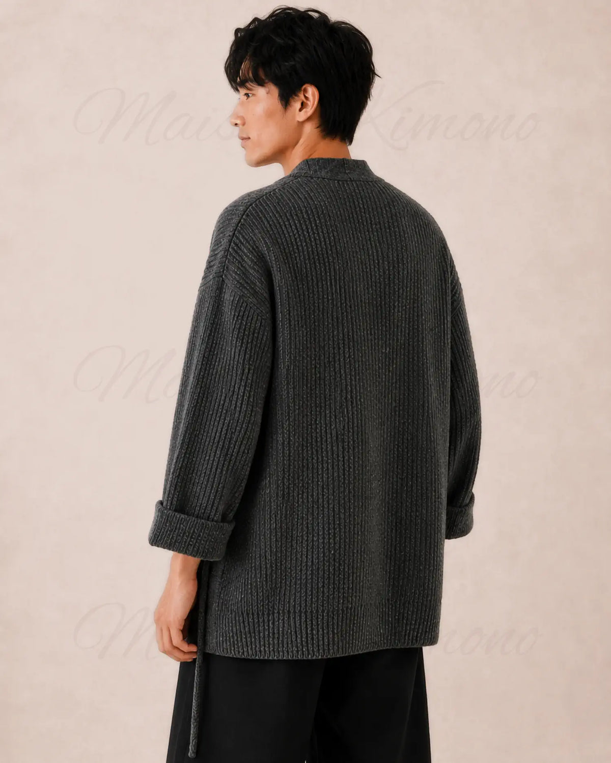 cardigan kimono homme oversize laine gris