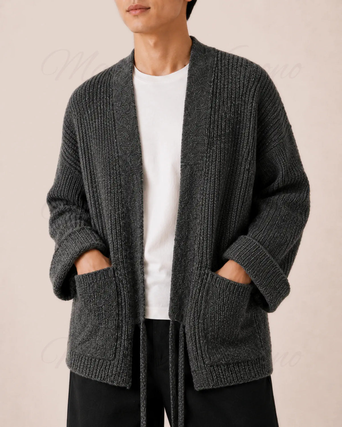 cardigan kimono homme oversize laine gris