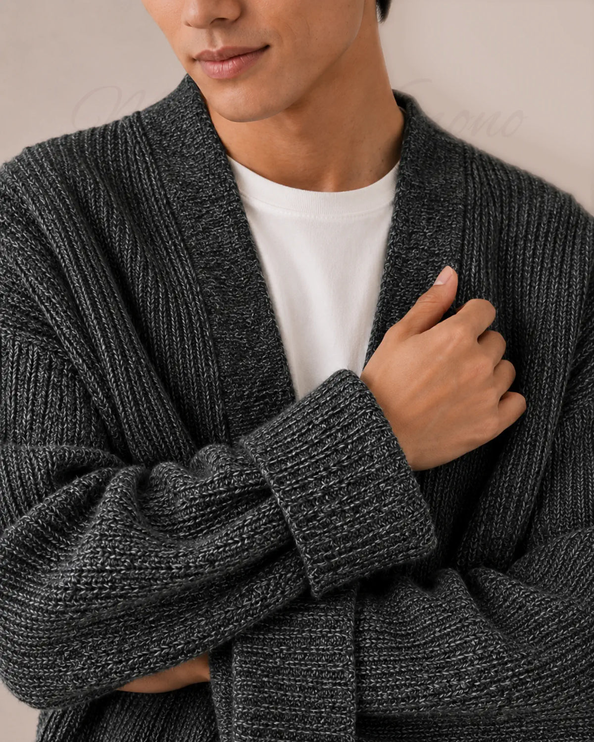 cardigan kimono homme oversize laine gris