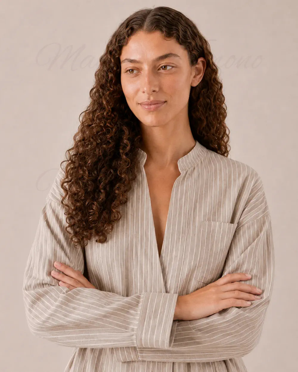chemise kimono femme coton beige oversize