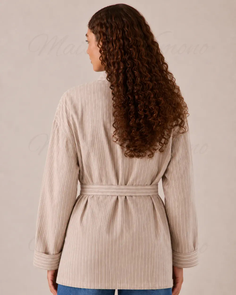 chemise kimono femme coton beige oversize