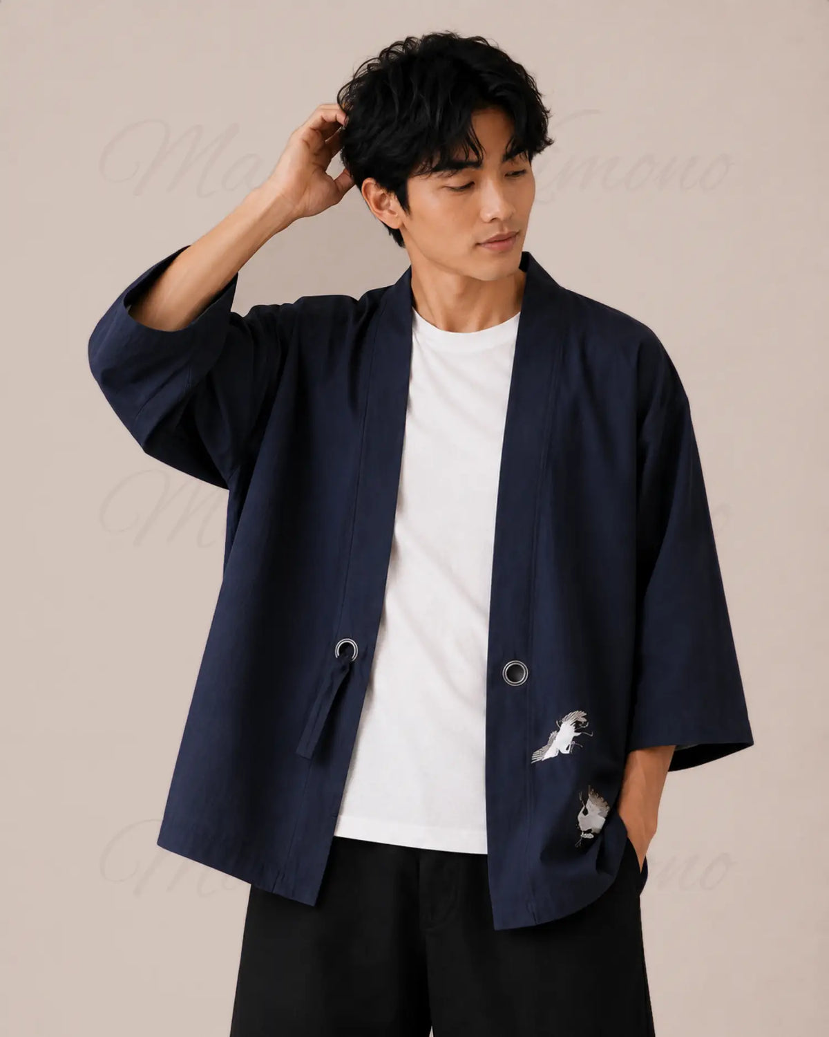 chemise kimono homme bleu japonais