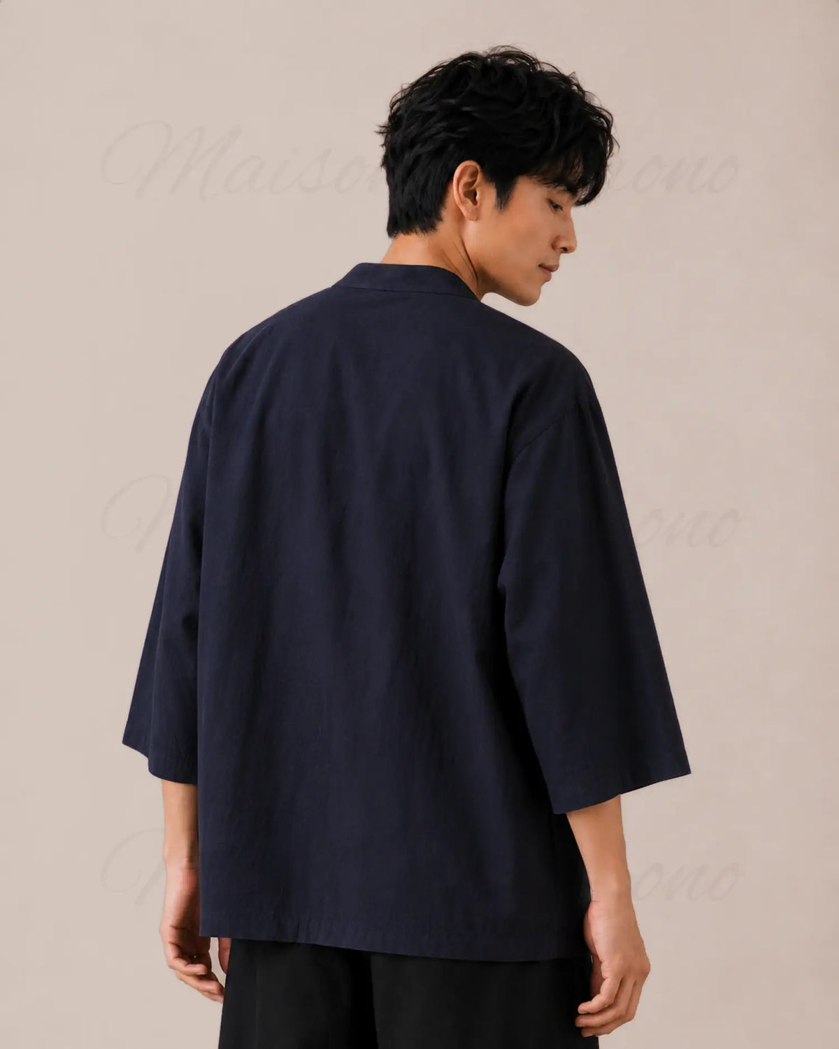 chemise kimono homme bleu japonais
