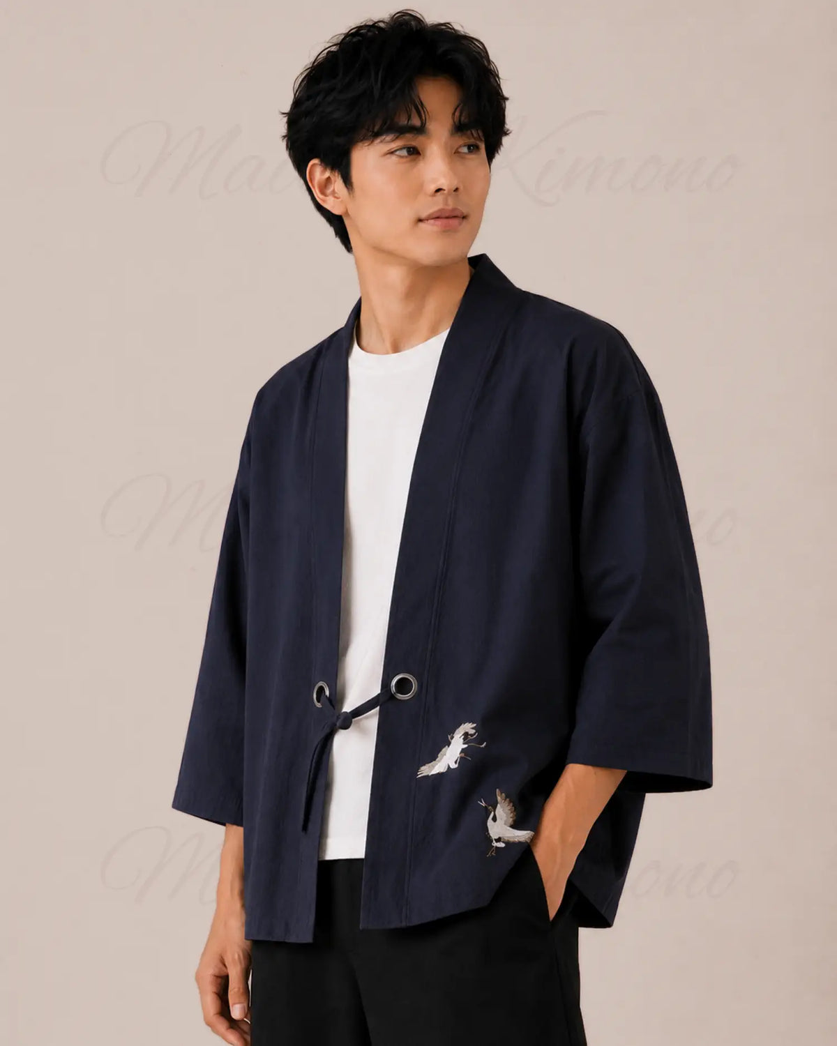 chemise kimono homme bleu japonais