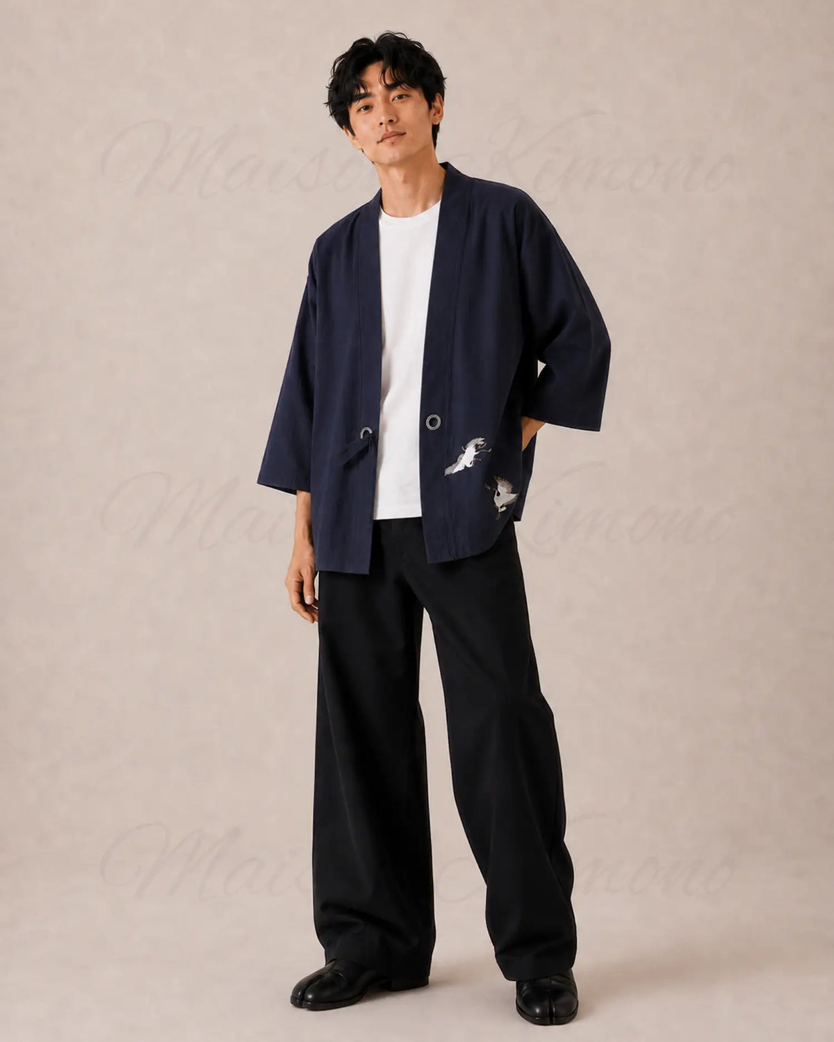 chemise kimono homme bleu japonais