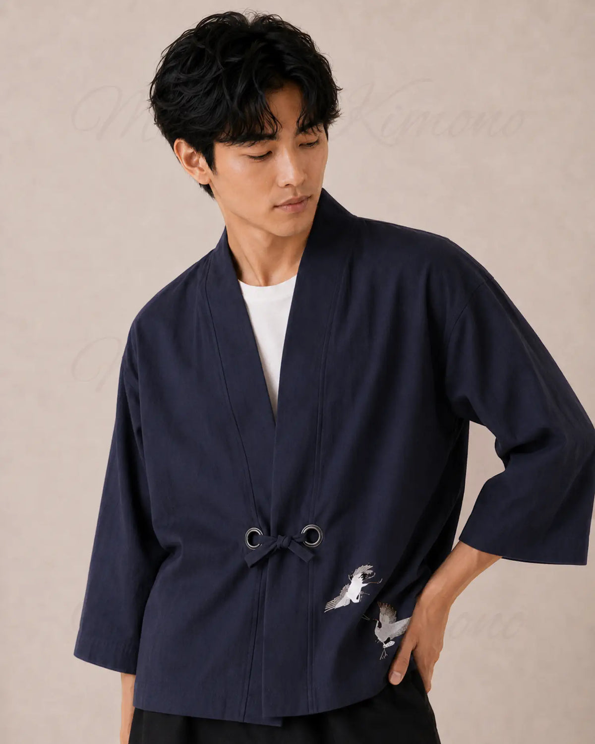 chemise kimono homme bleu japonais