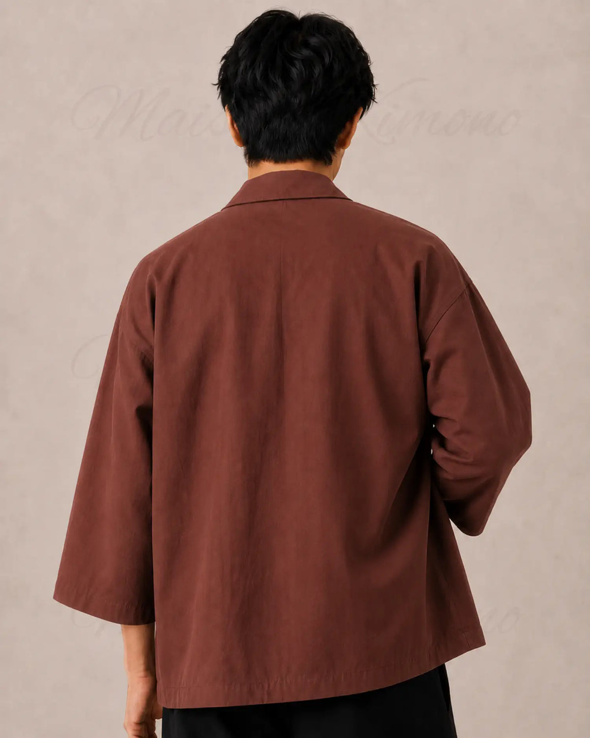 chemise kimono homme marron japonais