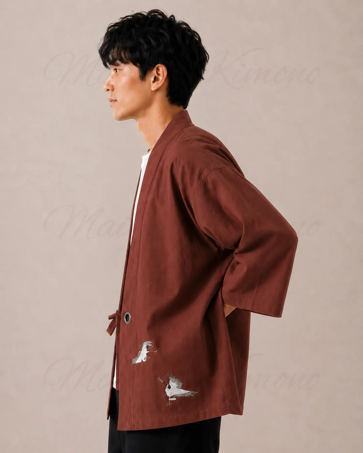 chemise kimono homme marron japonais