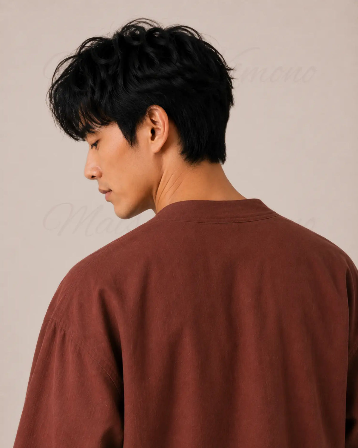chemise kimono homme marron japonais