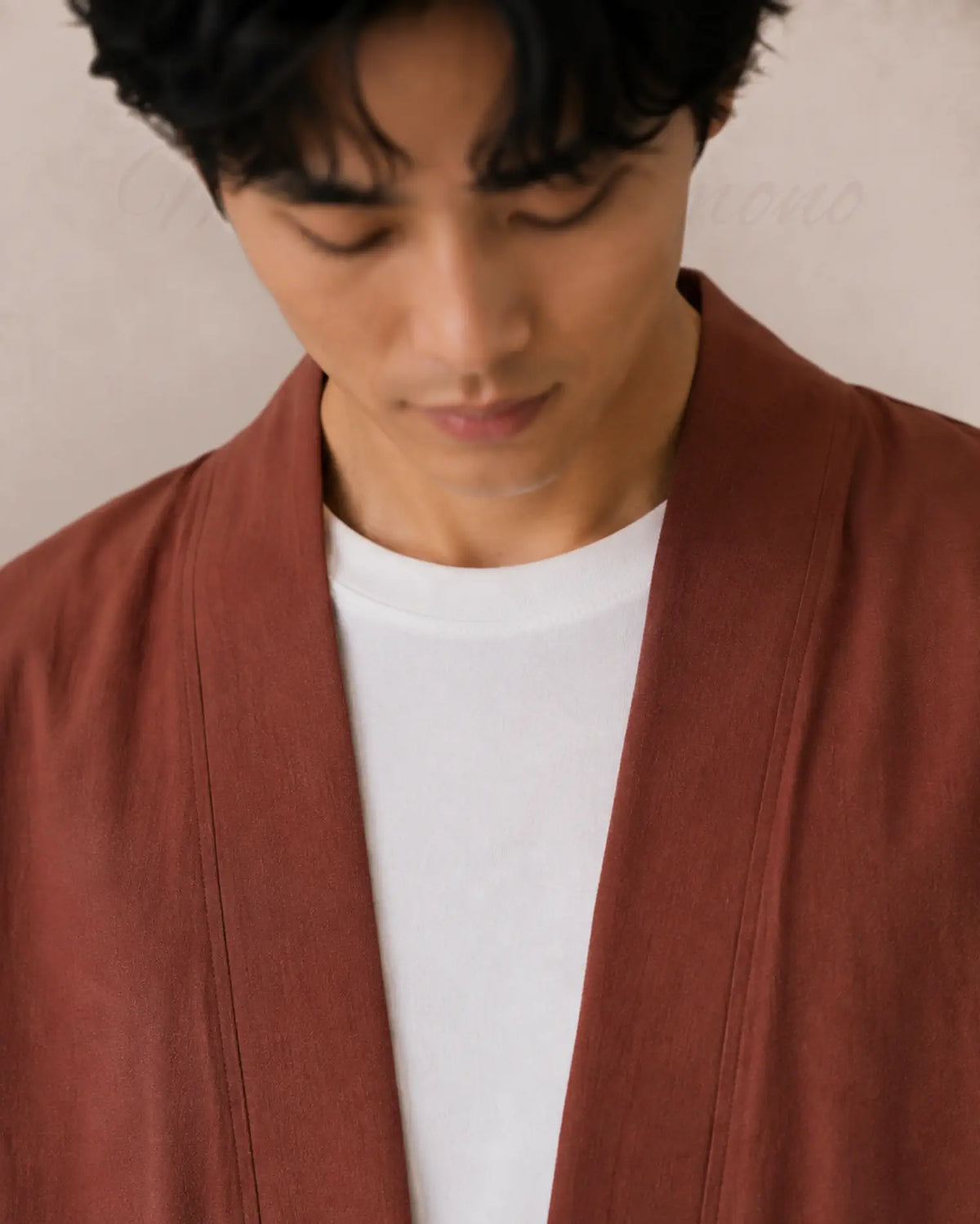chemise kimono homme marron japonais