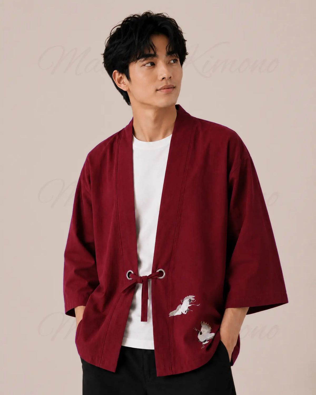 chemise kimono homme rouge japonais