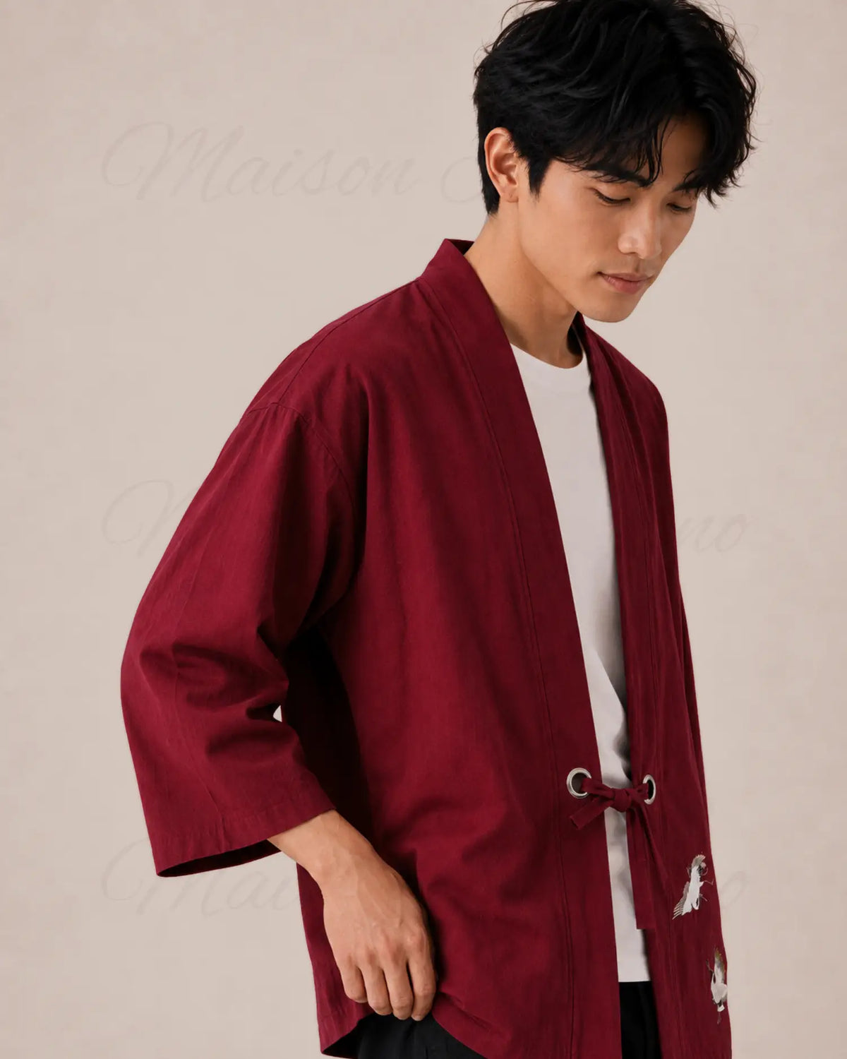 chemise kimono homme rouge japonais