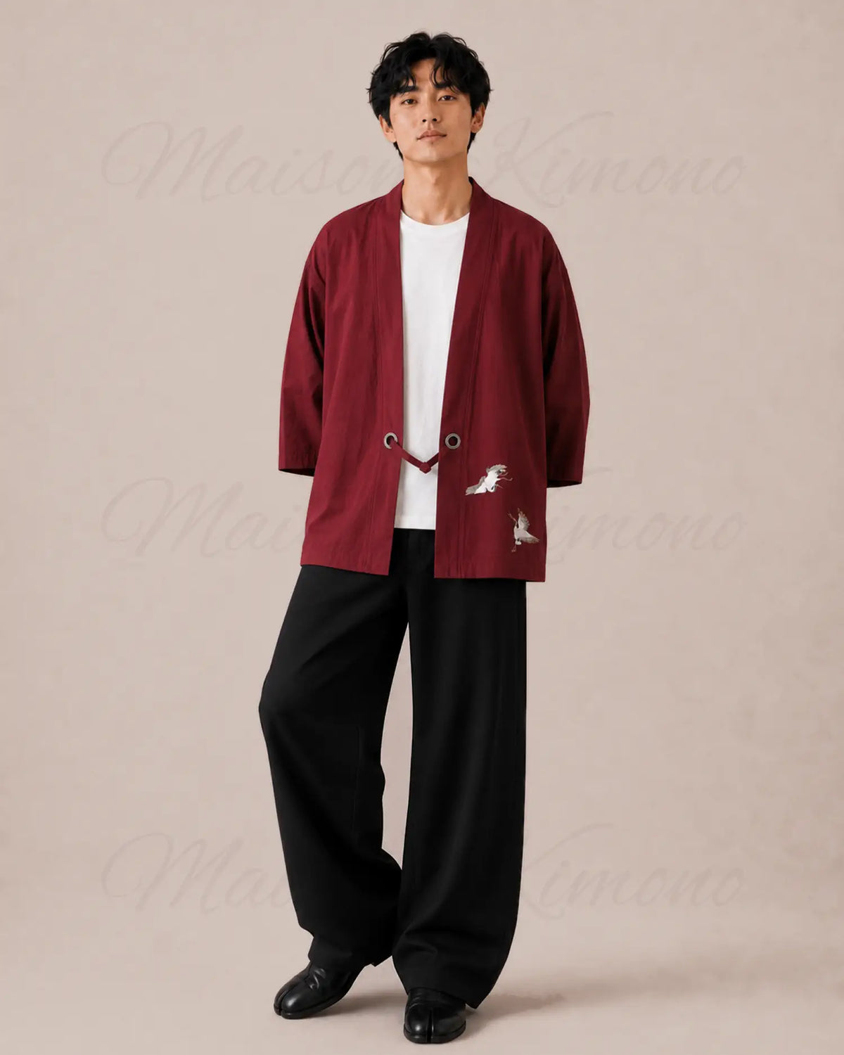 chemise kimono homme rouge japonais
