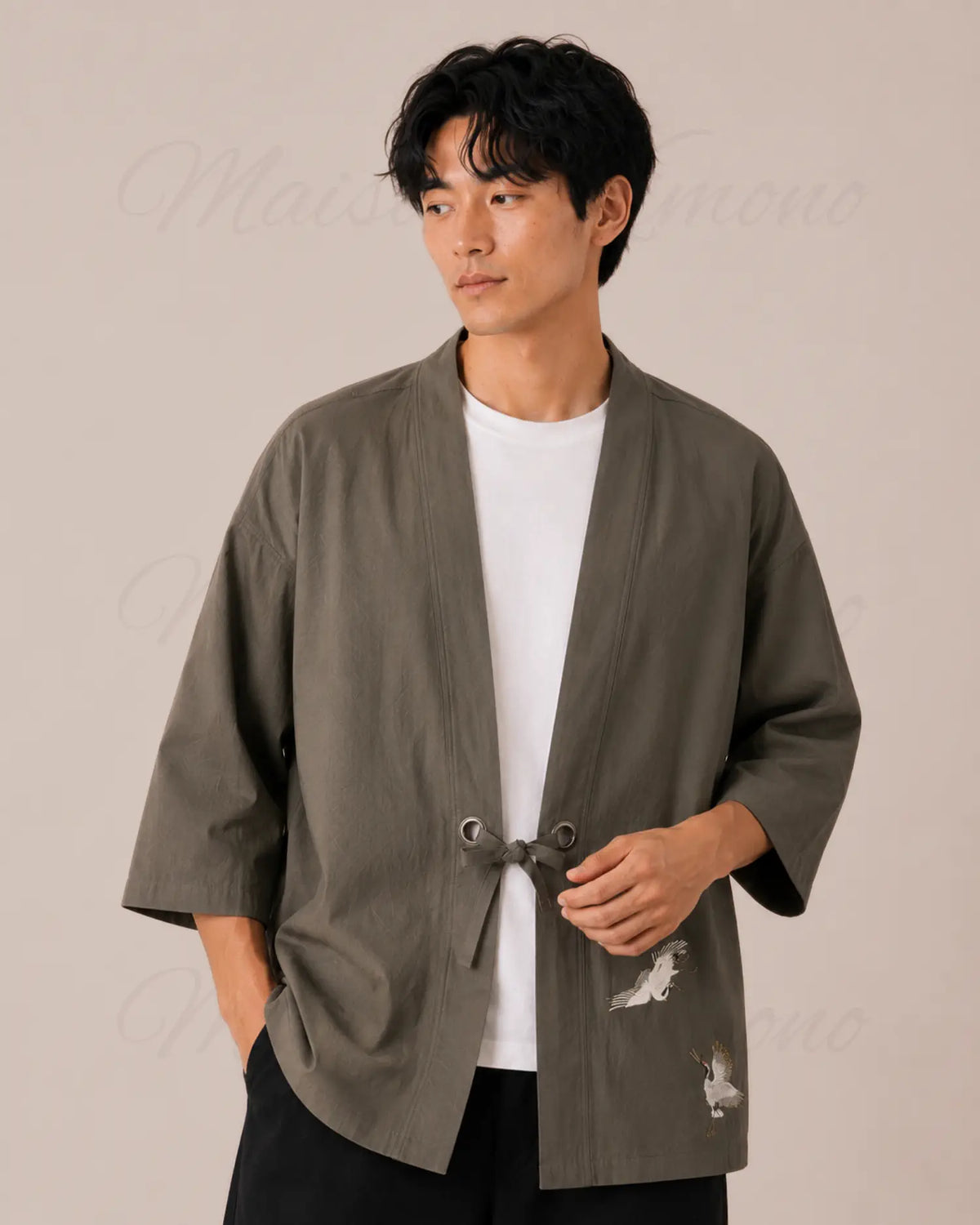 chemise kimono homme vert japonais
