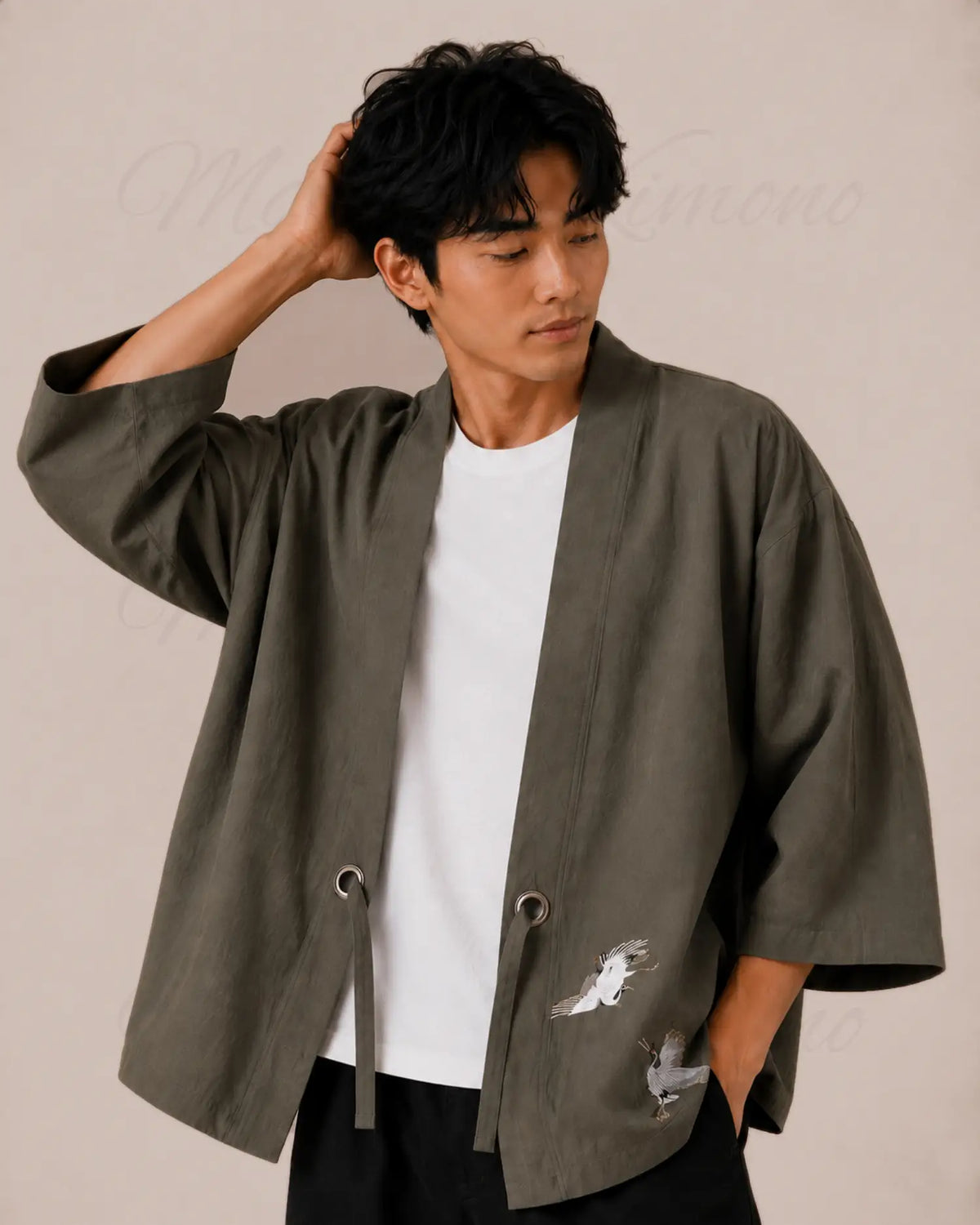 chemise kimono homme vert japonais