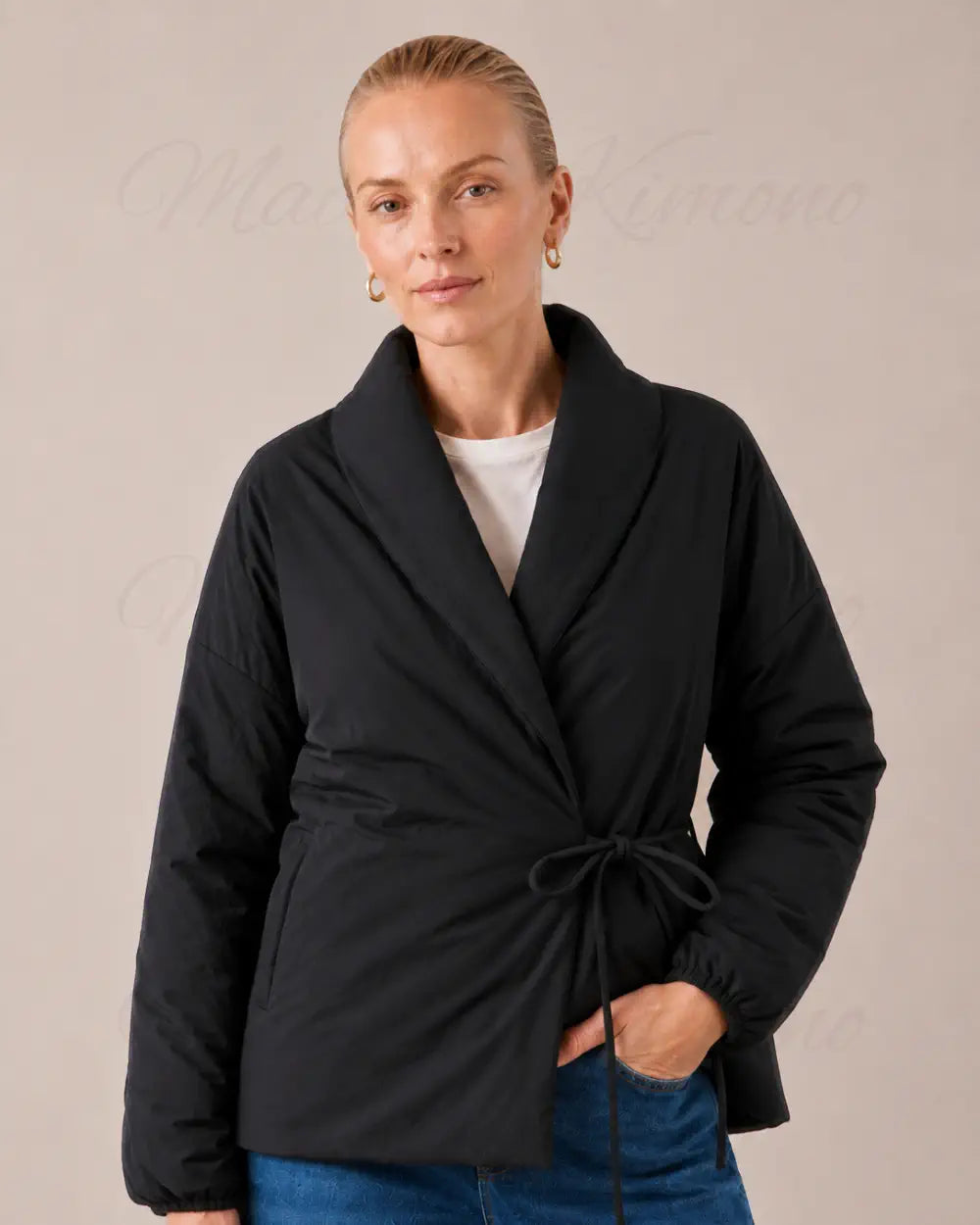 doudoune kimono femme noir matelassee