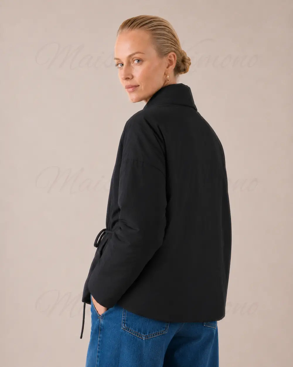 doudoune kimono femme noir matelassee