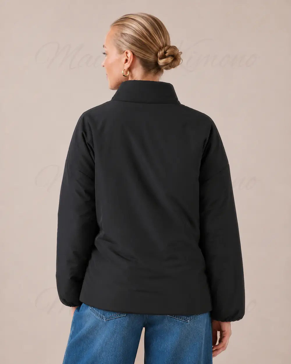 doudoune kimono femme noir matelassee