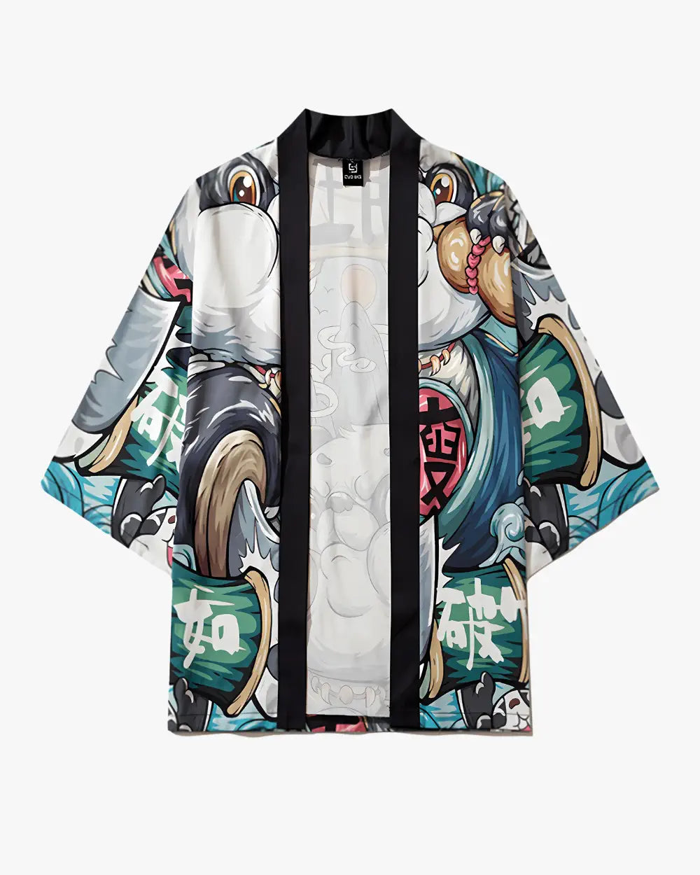haori homme blanc japonais motif panda