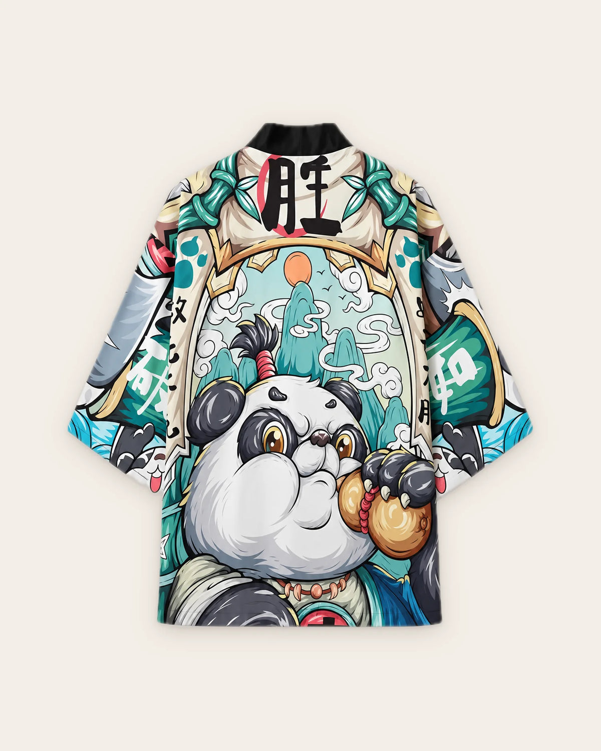 haori homme blanc japonais motif panda