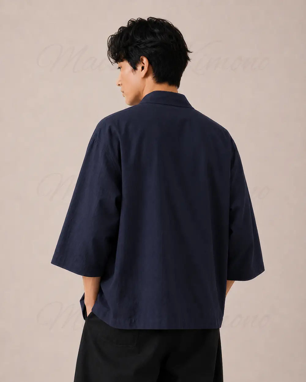haori homme bleu coton japonais