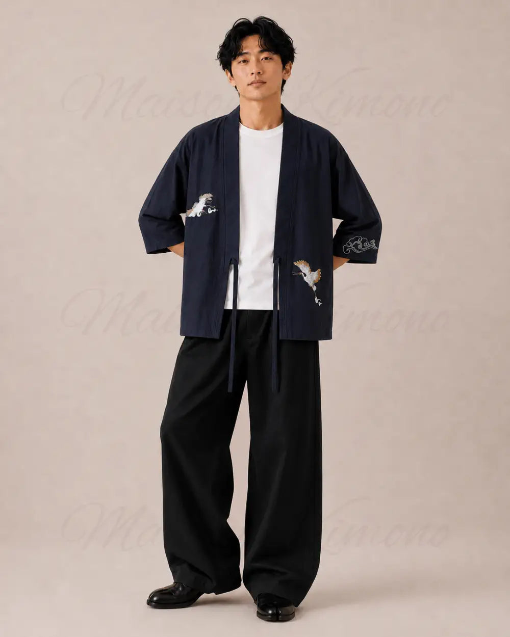 haori homme bleu coton japonais