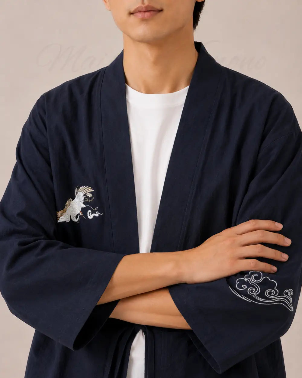 haori homme bleu coton japonais