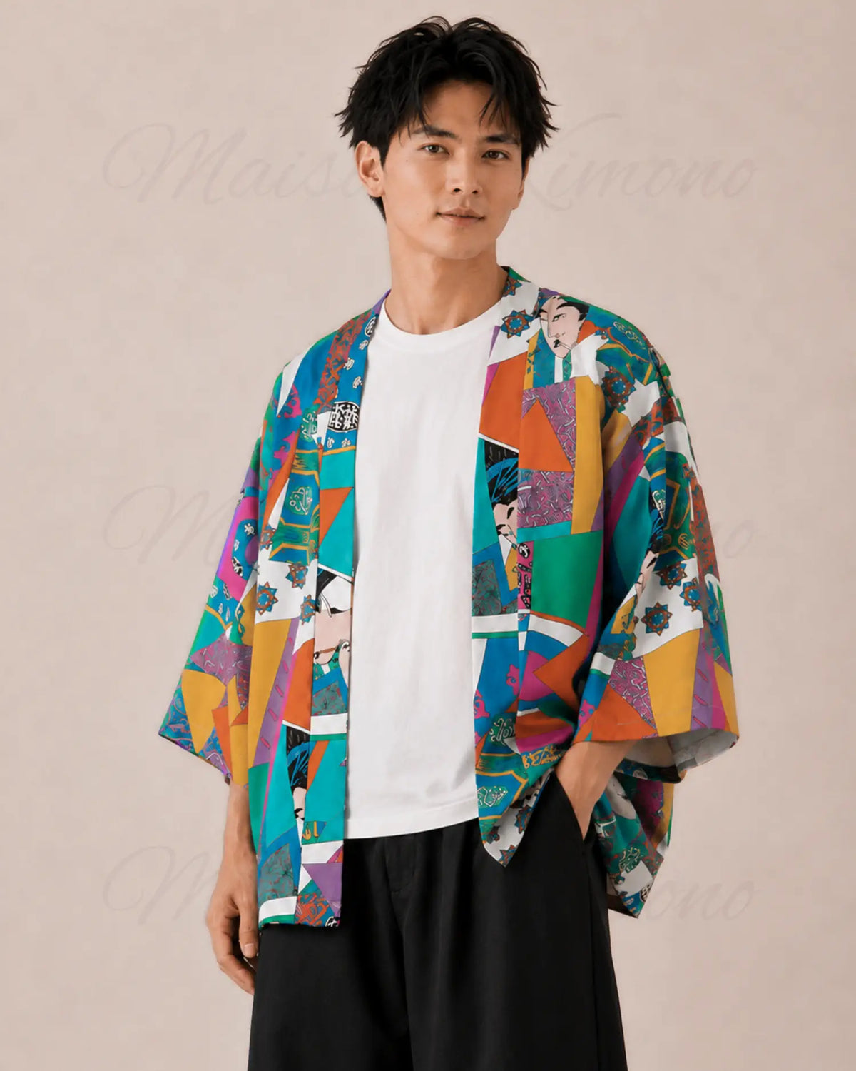 haori homme japonais moderne multicolore
