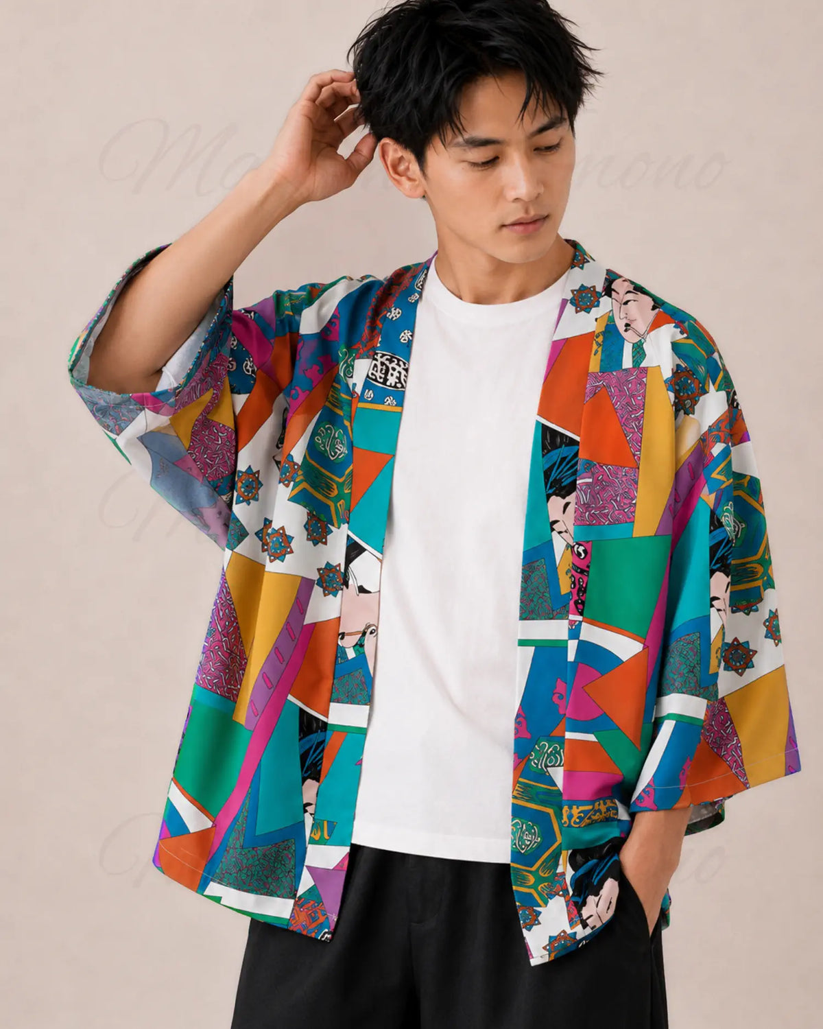 haori homme japonais moderne multicolore