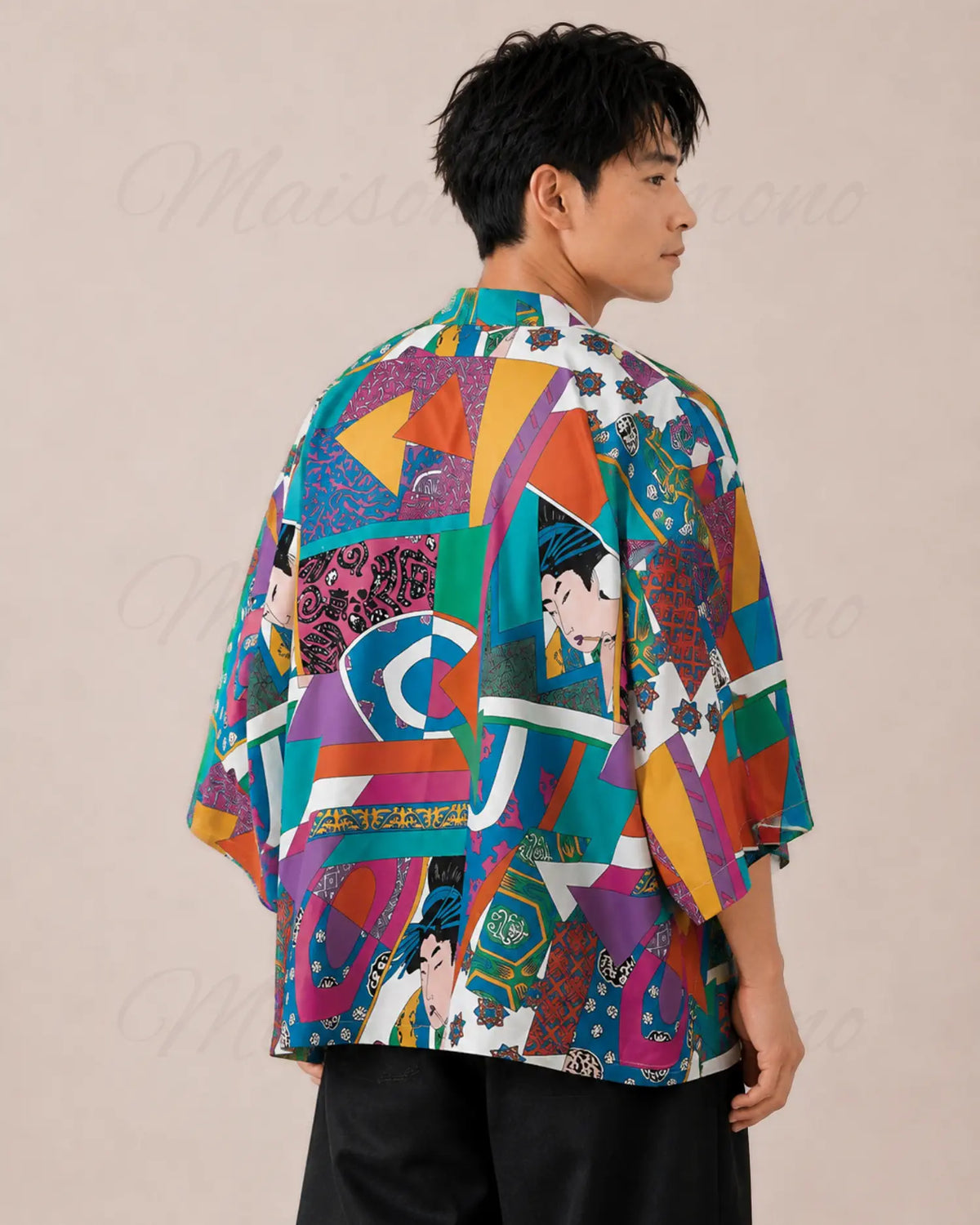 haori homme japonais moderne multicolore