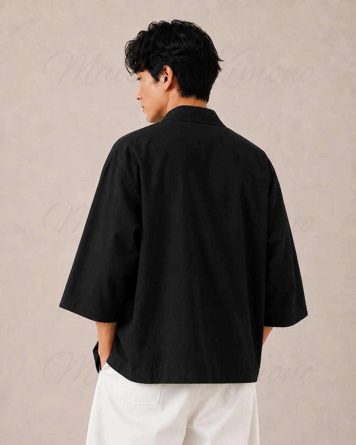 haori homme noir coton japonais