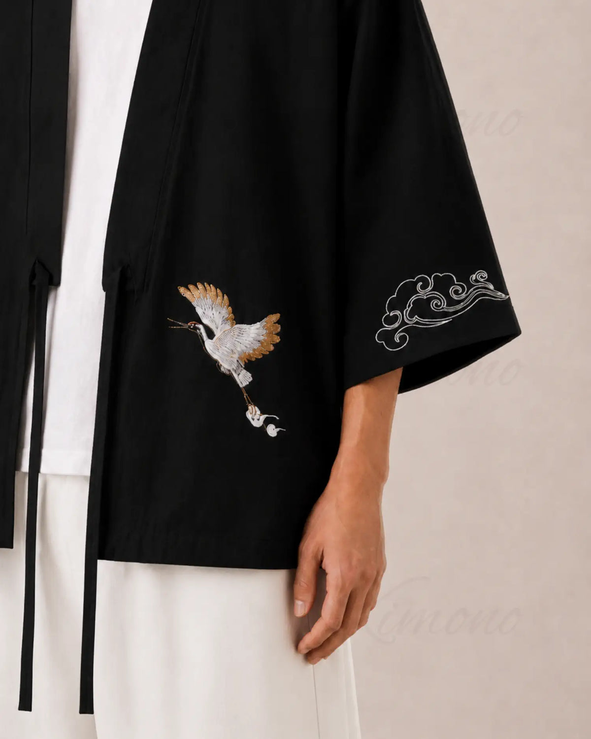 haori homme noir coton japonais