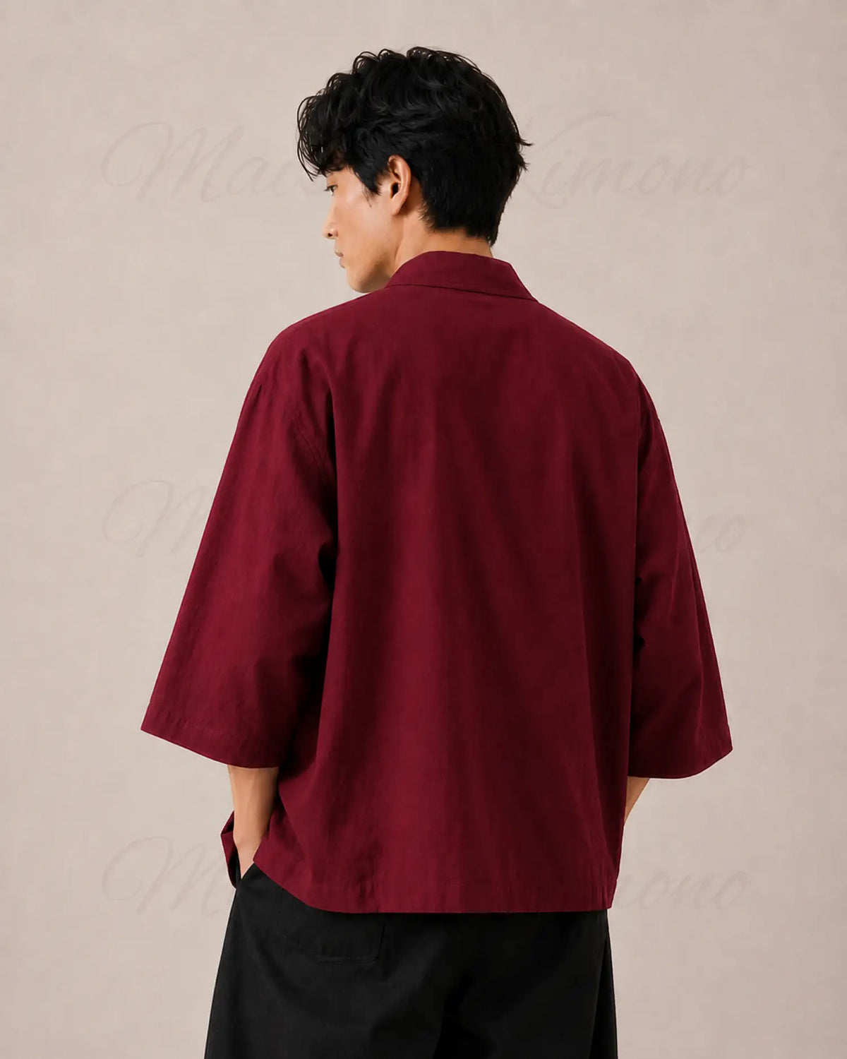 haori homme rouge coton japonais