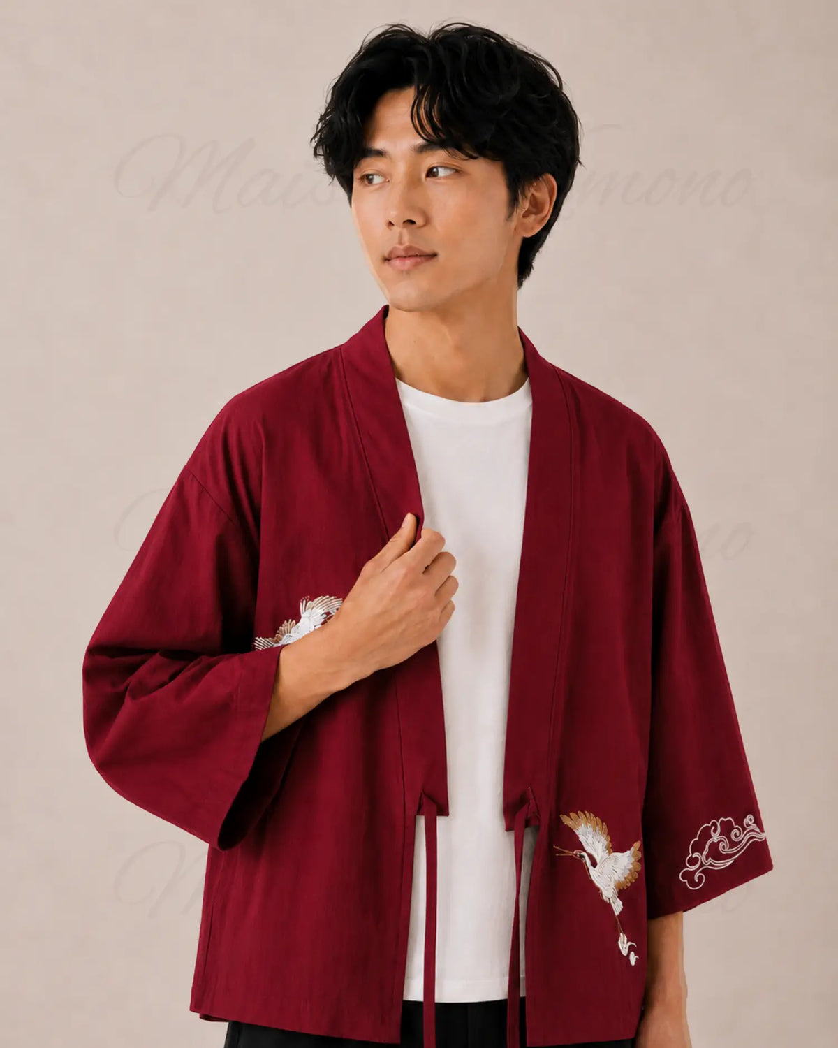 haori homme rouge coton japonais