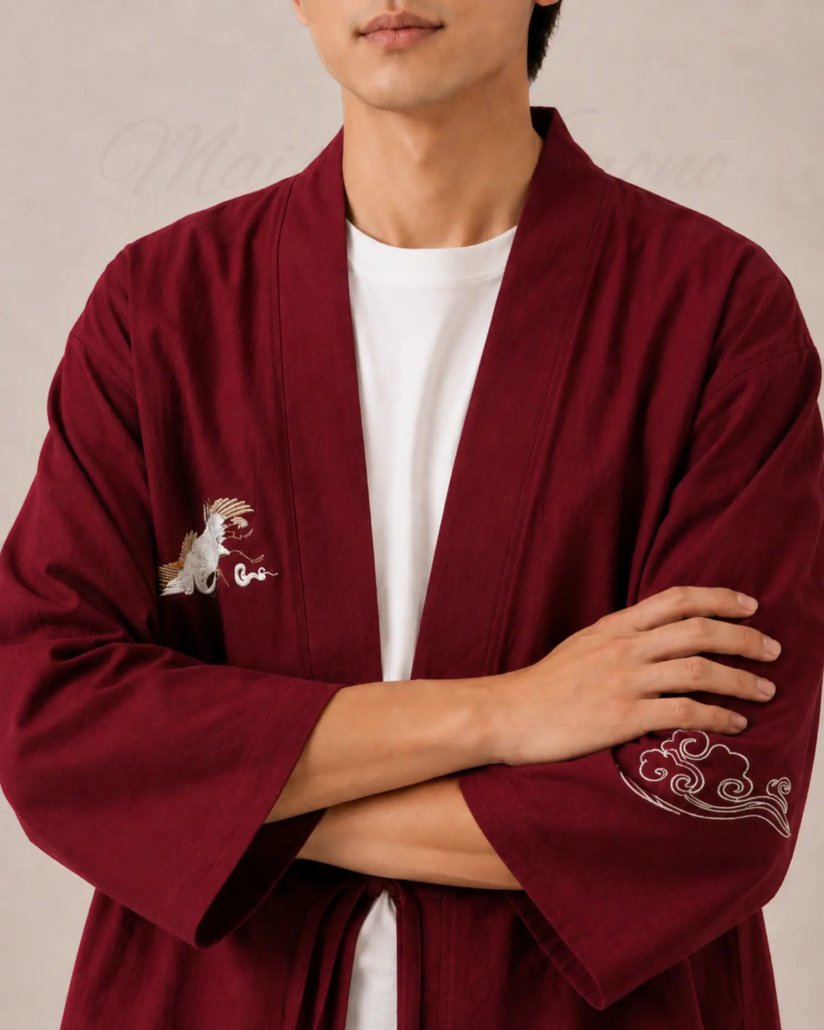 haori homme rouge coton japonais