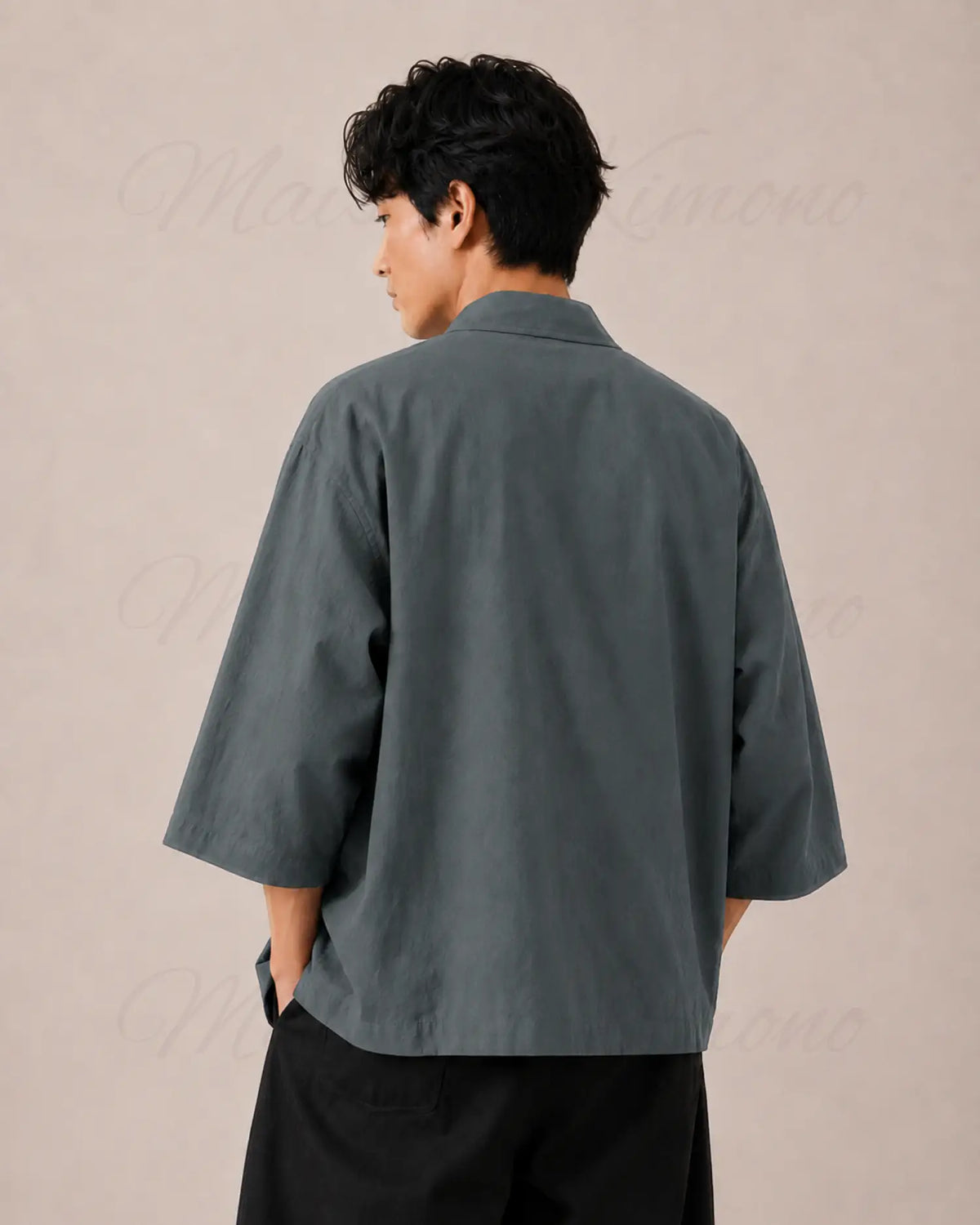 haori homme vert coton japonais