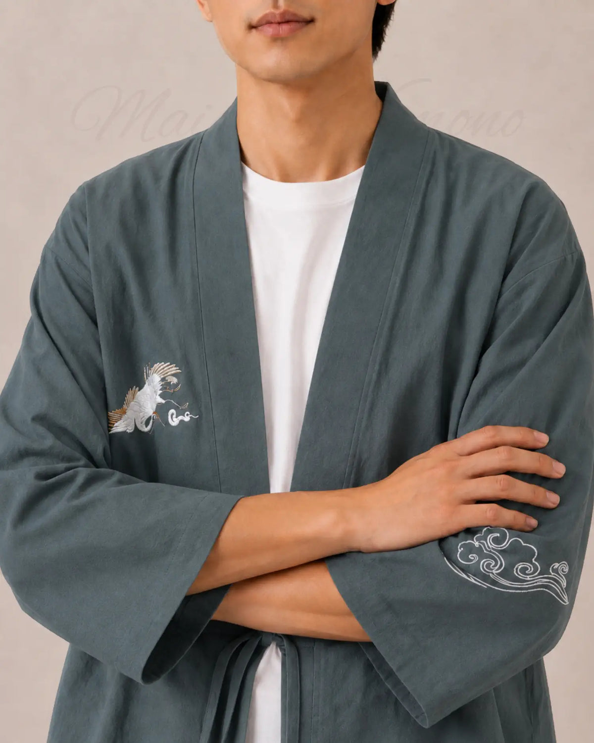 haori homme vert coton japonais