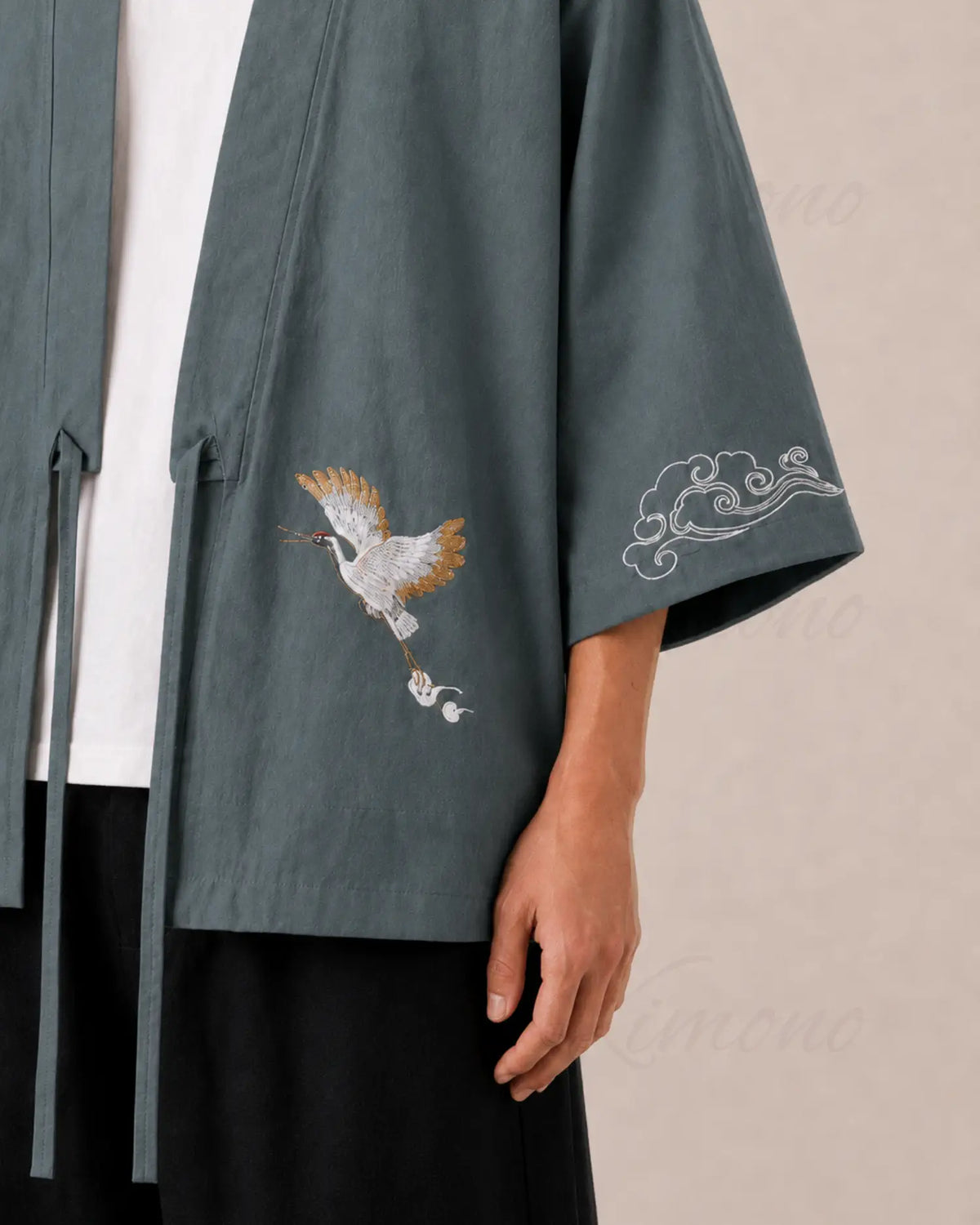 haori homme vert coton japonais