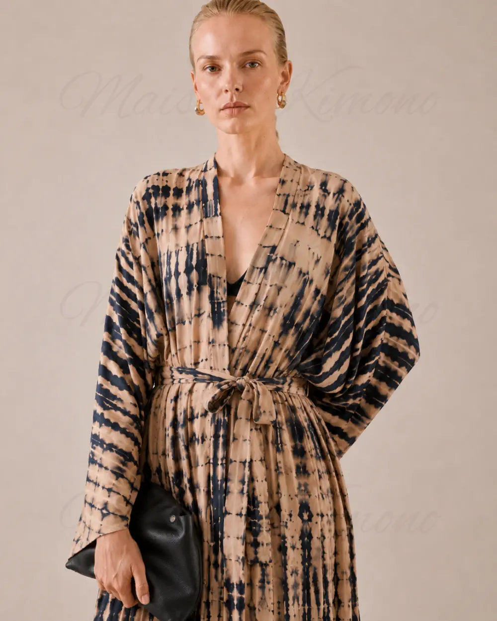 kimono plage femme beige coton boheme