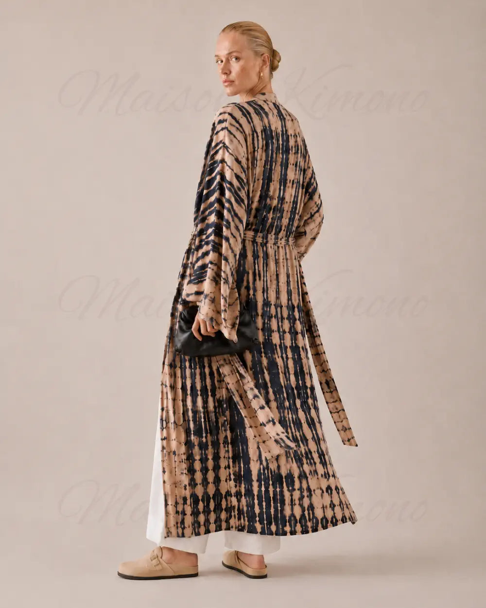kimono plage femme beige coton boheme