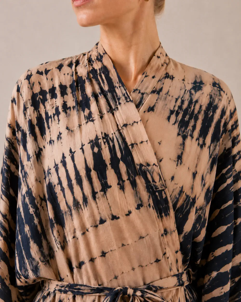 kimono plage femme beige coton boheme