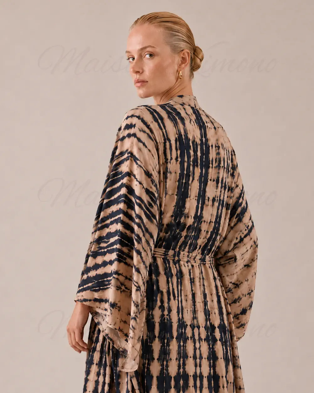 kimono plage femme beige coton boheme