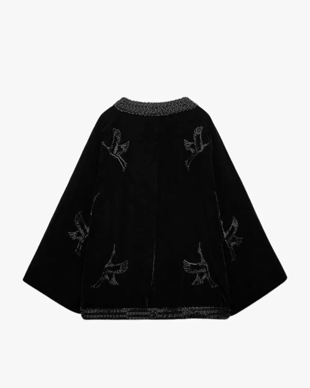 Kimono hiver noir femme matelassé | Kurotsuru